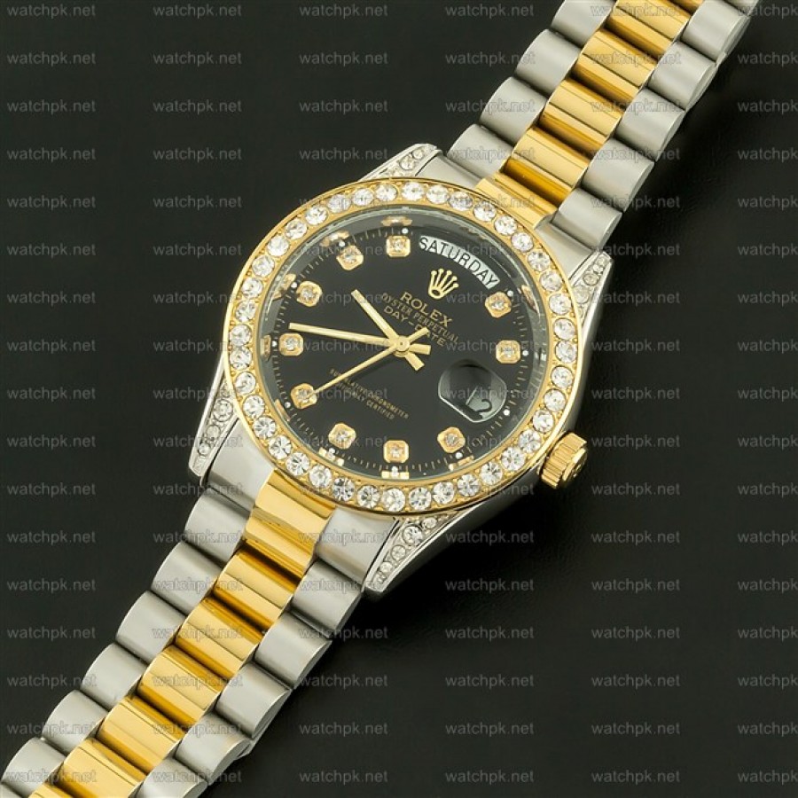 Rolex Oyester Perpetual Day Date II - Diamonds Gold and Black